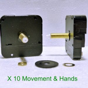 10x Quartz DIY ticking clock movement, Extra Long 31mm shaft mechanism and hands