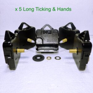 5x Long shaft Quartz ticking clock movements with huge choice of hands