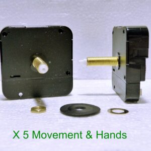 5x Quartz DIY ticking clock movement, Extra Long 31mm shaft mechanism and hands