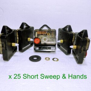 25x short shaft Quartz clock sweep mechanism (non ticking) with hands