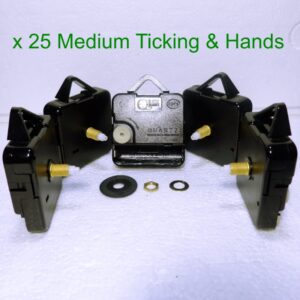 25x Medium shaft Quartz ticking clock movements with huge choice of hands
