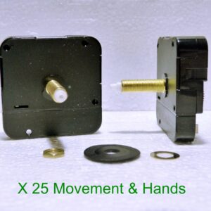 25x Quartz DIY ticking clock movement, Extra Long 31mm shaft mechanism and hands